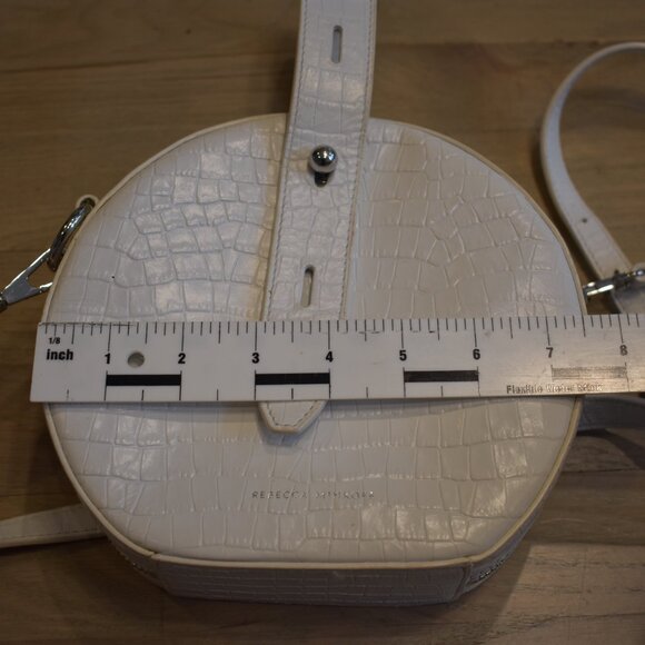 Rebecca Minkoff White Kate Circle Unique Crossbody Leather Bag with top handle - Picture 13 of 16